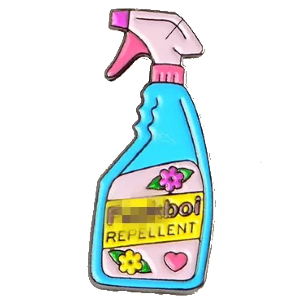 1 LEFT‼️ F*Boi Repellant Enamel Pin Funny NSFW Spray Bottle Sassy Badge Gift